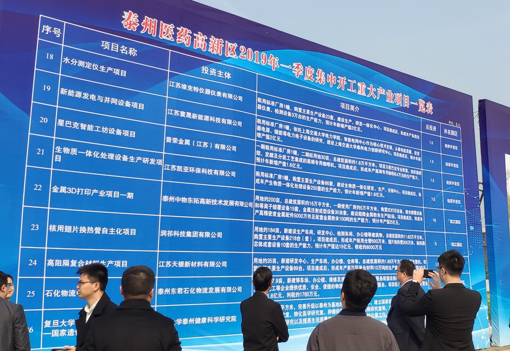 泰州市高新區(qū)2019年度重大產(chǎn)業(yè)項(xiàng)目集中開(kāi)工儀式